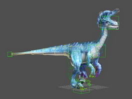 Blue Dinosaur Rig & Animated 3d model preview