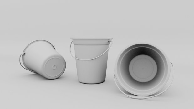 Plastic Buckets with Handles 3d rendering