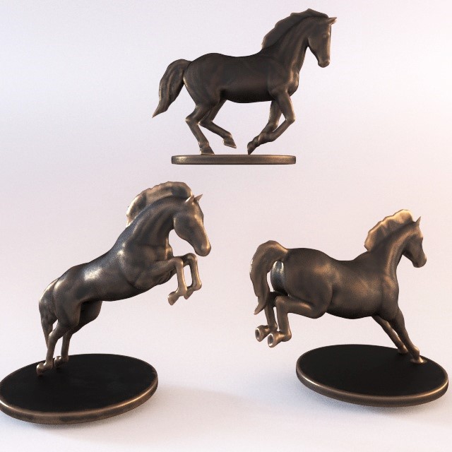 3 Horse Statuette 3d rendering