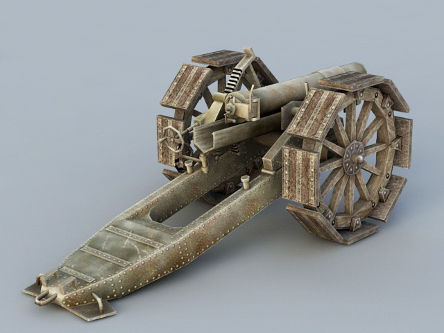 Old Cannon Artillery 3d rendering