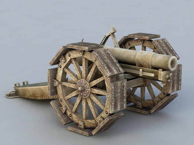 Old Cannon Artillery 3d rendering