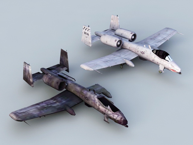 A-10 Thunderbolt II Aircraft Damage 3d rendering