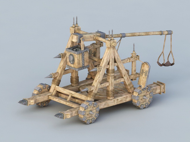 Ancient Rome Catapult 3d rendering