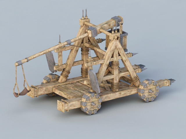Ancient Rome Catapult 3d rendering