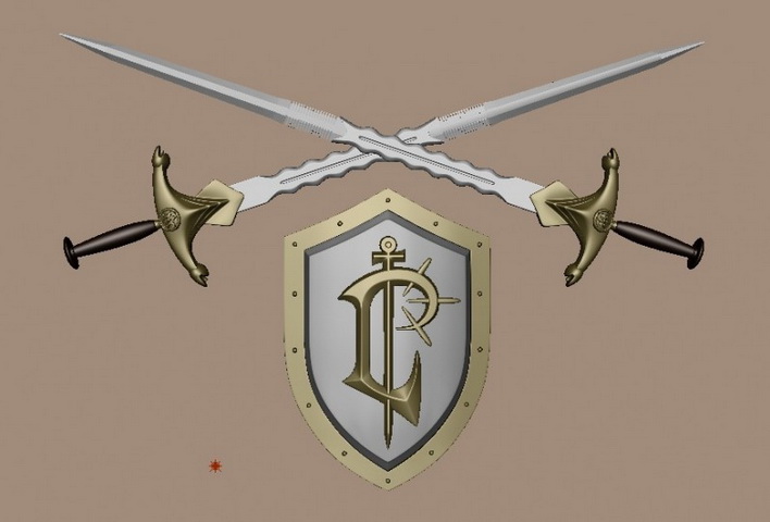 Medieval Sword and Shield 3d rendering