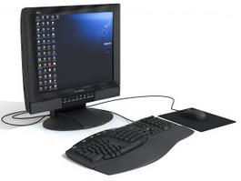 Computer Monitor Keyboard and Mouse 3d model preview