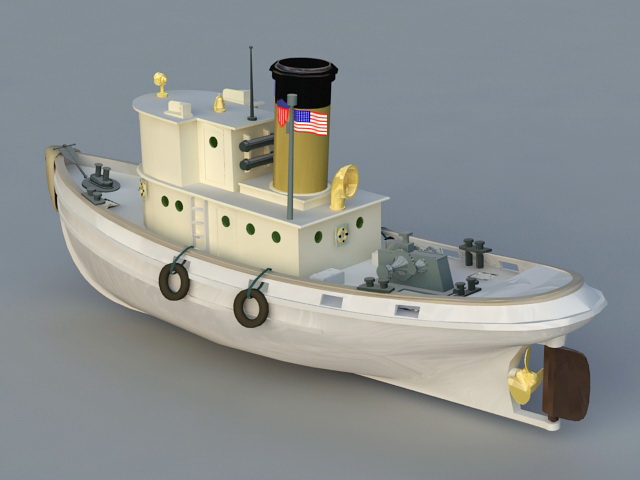 Vintage Tugboat 3d rendering