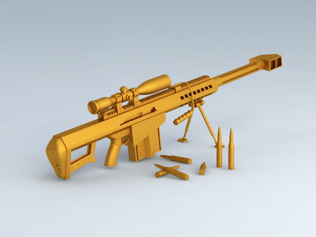 Gold Barrett Sniper Rifle 3d rendering