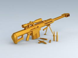 Gold Barrett Sniper Rifle 3d model preview