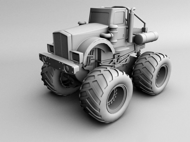 Farm Tractor 3d rendering