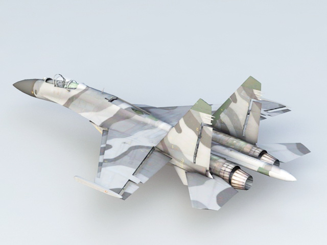 Sukhoi Su-27 Flanker Russisches Kampfflugzeug 3D-Modell