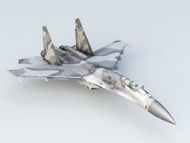 Sukhoi Su-27 Flanker Russisches Kampfflugzeug 3D-Modell