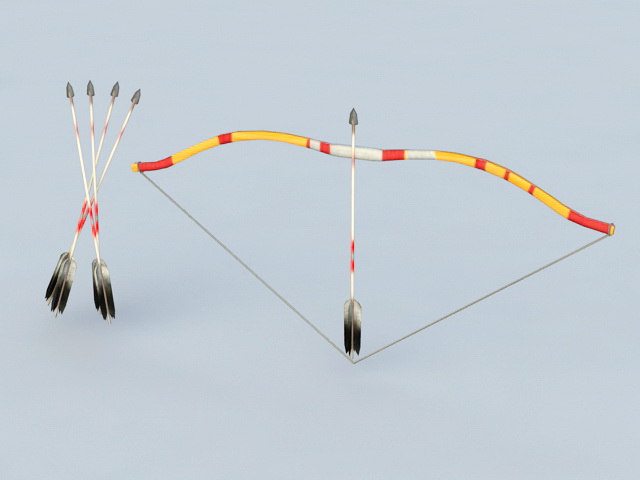Indian Bow and Arrow 3d rendering
