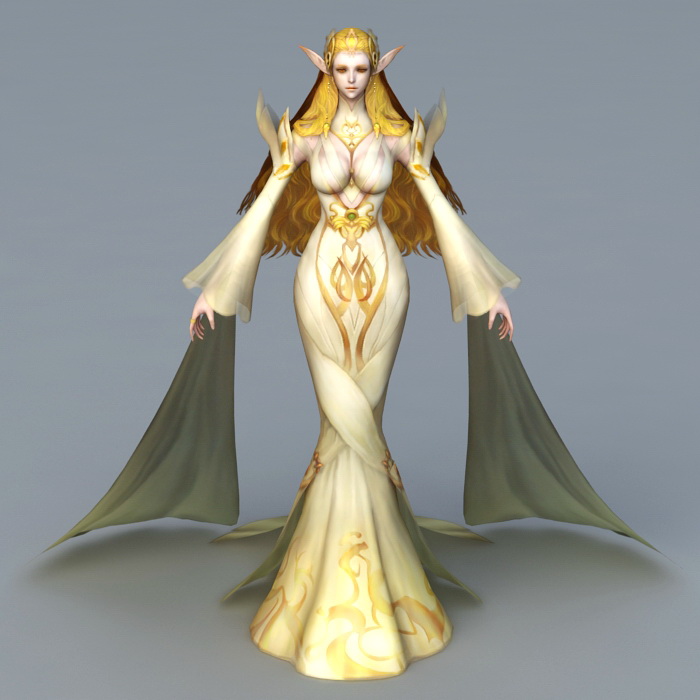 Elf Woman Hero 3d rendering