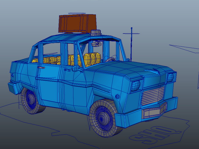 Cartoon Taxi Cab Rig 3d rendering