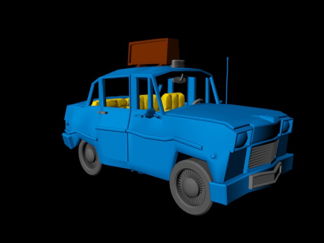 Cartoon Taxi Cab Rig 3d rendering