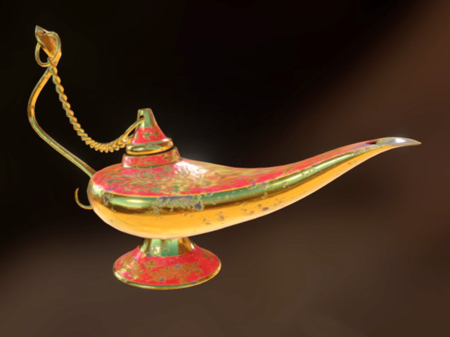 Aladdin Magic Lamp 3d rendering