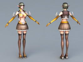 Elf Girl Mage 3d model preview