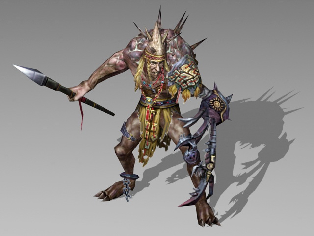 Humanoid Monster Warrior 3d rendering