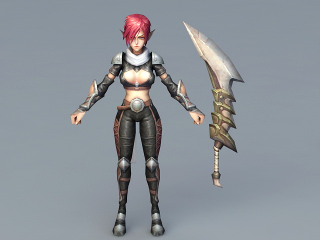Red Hair Elf Girl Warrior 3d rendering