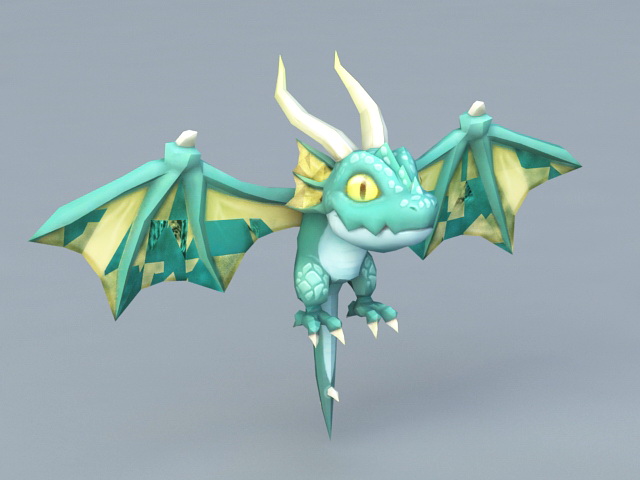 Cute Cartoon Dragon 3d rendering