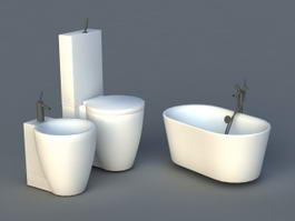 Toilets and Bathtub 3d preview