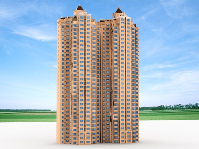 Tower Block Residential Building 3d rendering