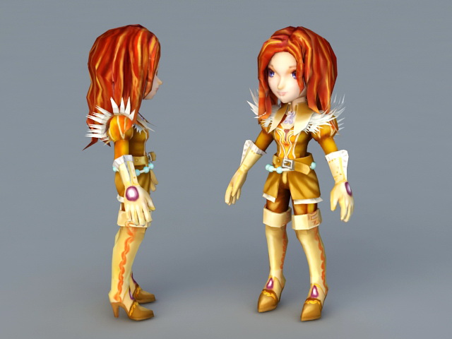 Anime Female Mercenary 3d rendering