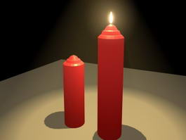 Red Candle Burning 3d model preview