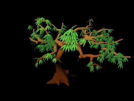 Cartoon Tree with Branches and Leaves 3d model preview