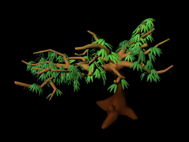 Cartoon Tree with Branches and Leaves 3d rendering