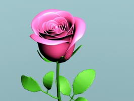 Pink Rose Branch 3d model preview
