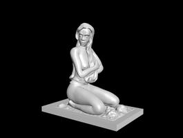 White Woman Statue 3d model preview
