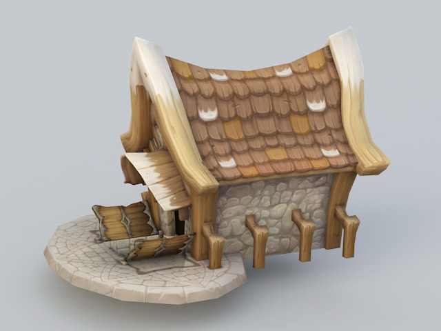 Cartoon Village House 3d rendering