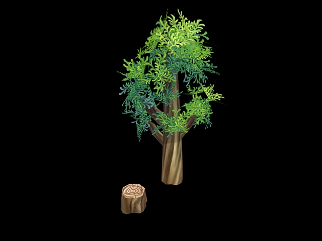 Cartoon Cypress Tree 3d rendering