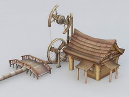 Steampunk Buildings 3d model preview