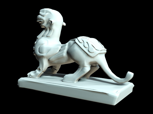 Chinese Qilin Stone Statue 3d rendering