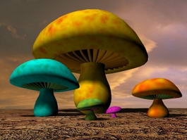 Cartoon Mushrooms 3d preview