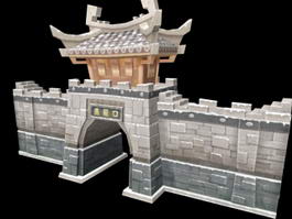 Ancient City Gate Cartoon 3d model preview