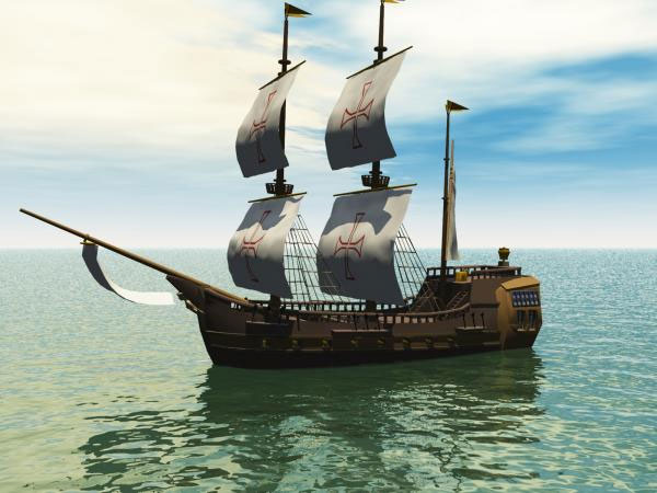 Galleon Ship 3d rendering