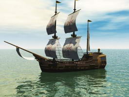Galleon Ship 3d model preview