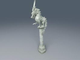 Dragon Pillar Statue 3d model preview