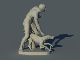 Man with Dog Statue 3d model preview