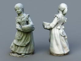 Little Girl Garden Statue 3d model preview