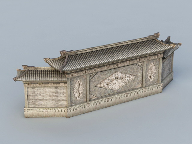 Traditional Chinese Screen Wall 3d rendering