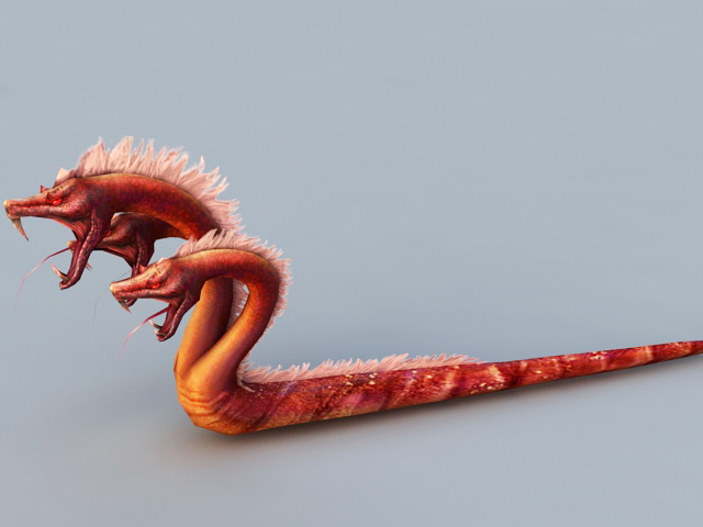Three Headed Snake 3d rendering
