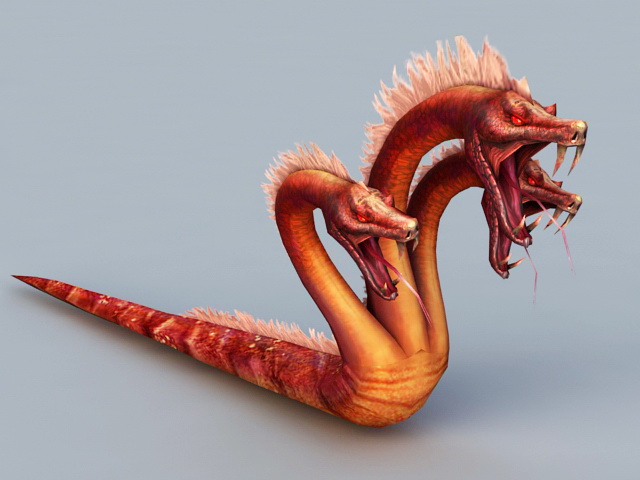 Three Headed Snake 3d rendering