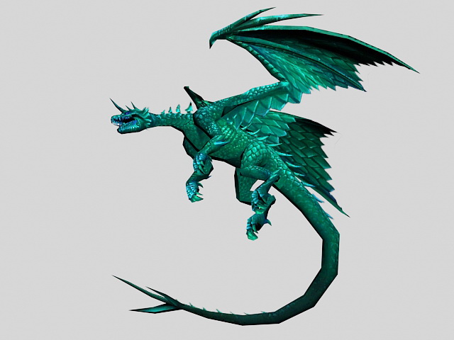 Beautiful Green Dragon 3d model 3ds Max files free download - modeling