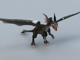 Black Tiny Dragon 3d model preview