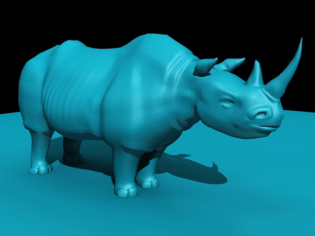 Blue Rhinoceros Statue 3d rendering